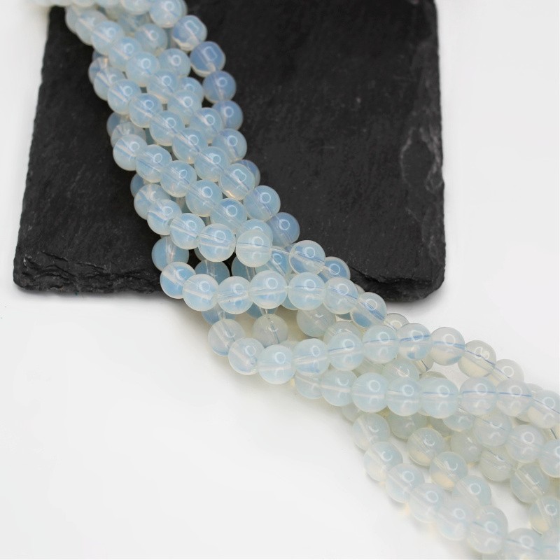 Opaline beads/ 8mm balls/ ice white/ 100 pcs SZTO0819