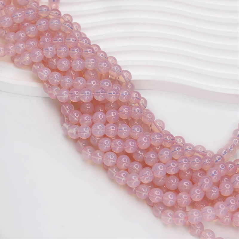 Opaline beads/ 8mm balls/ milky pink/ 100 pcs SZTO0825
