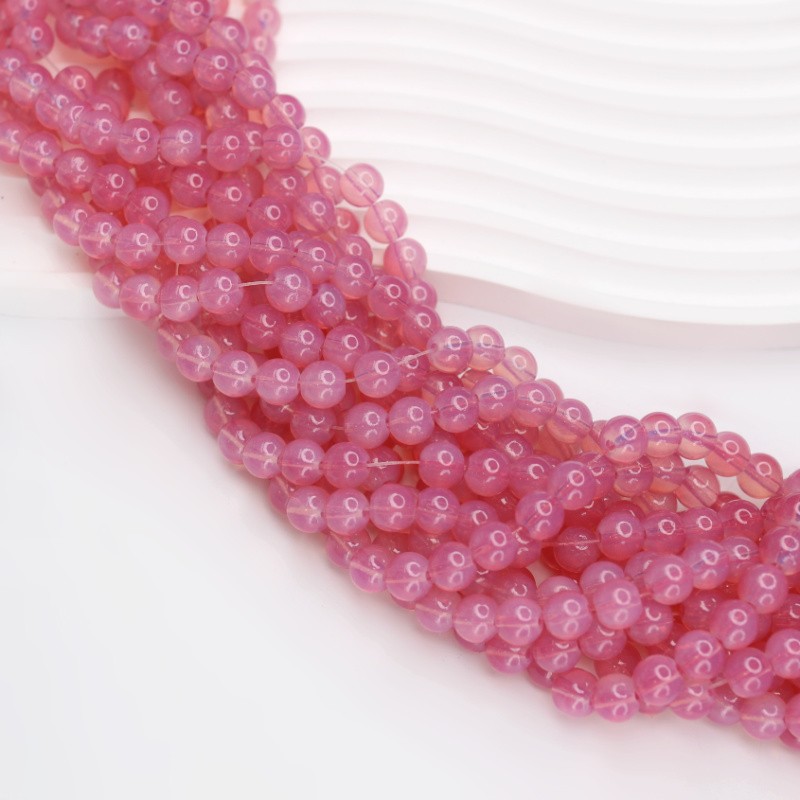Opaline beads/ 8mm balls/ raspberry jelly/ 100 pcs SZTO0823