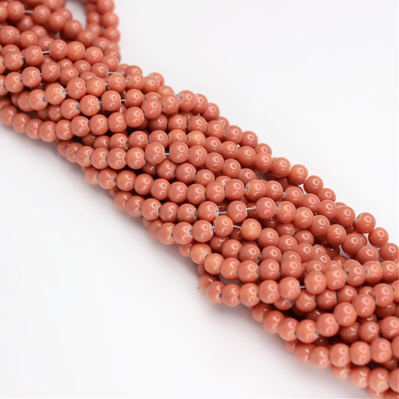 Milky beads/ glass balls 6mm/ pale Indian pink/ 143 pcs SZTP0629A