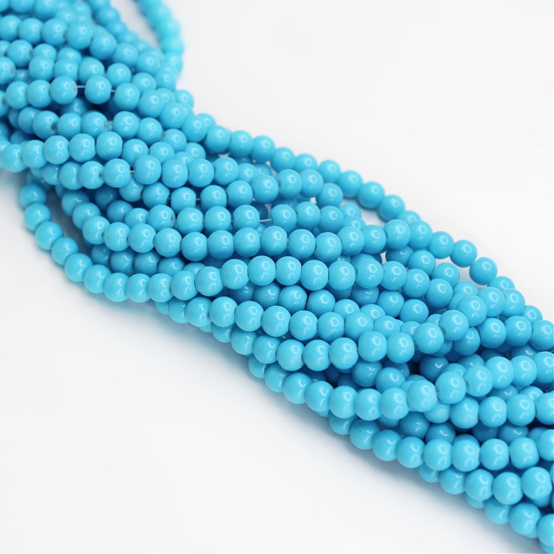Milky beads/ glass balls 6mm/ blue/ 143 pcs SZTP0673A