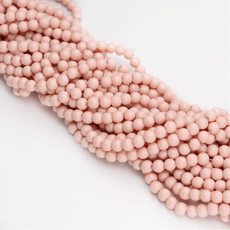 Milky beads/ glass balls 6mm/ pastel salmon/ 143 pcs SZTP0636A