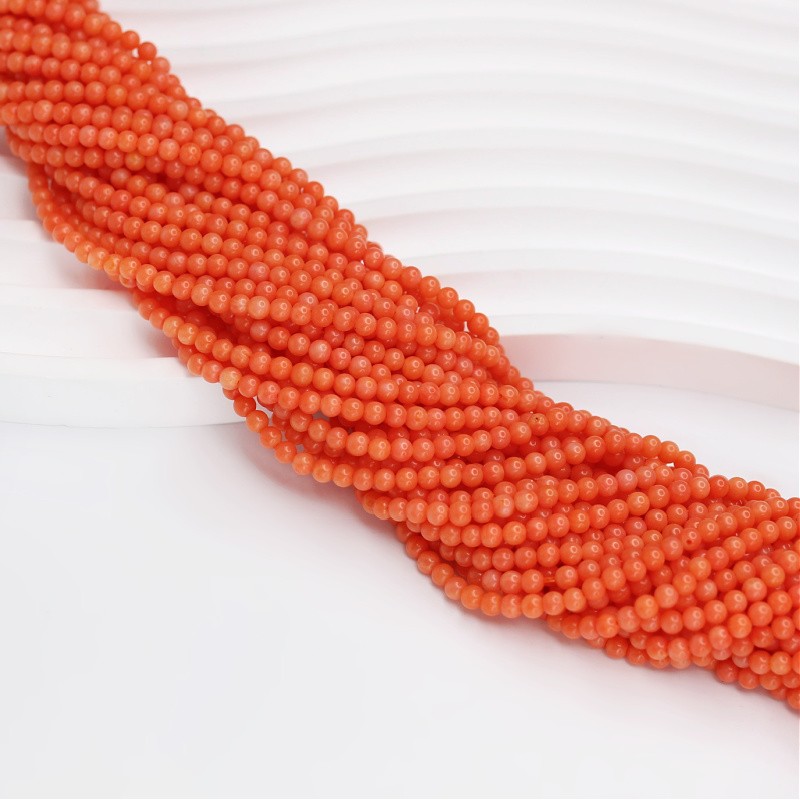 Light orange coral / irregular balls approx. 3 mm / string 140 pcs KAKC129
