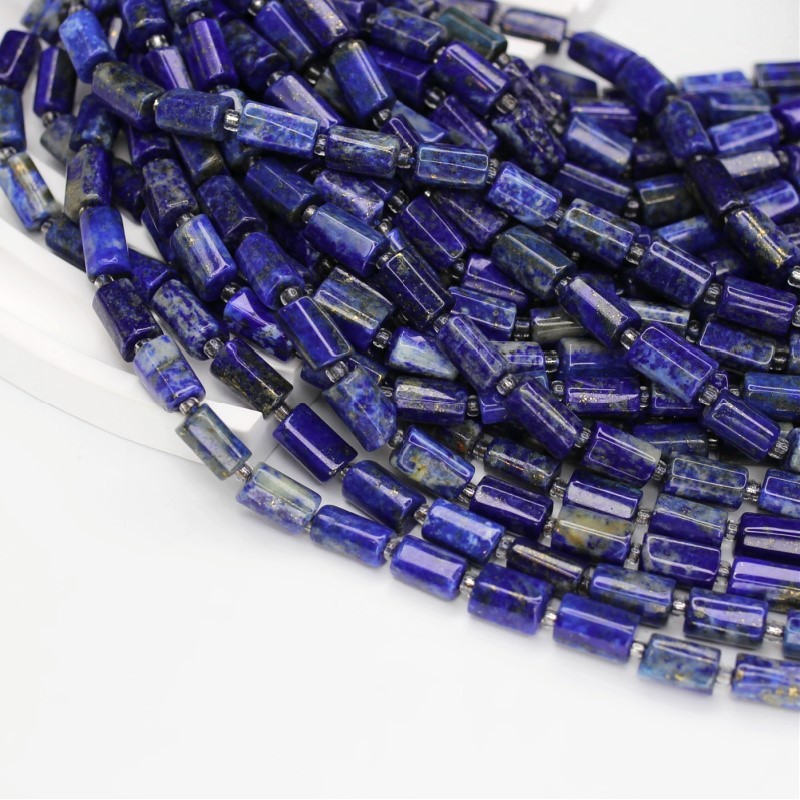 Lapis Lazuli kamienie nieregularne/ wałki fasetowane 8x11mm 15szt/ sznur KALAWA01