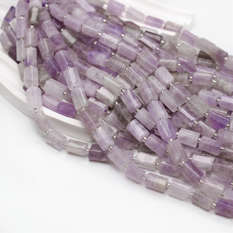 Lavender Amethyst/ faceted irregular rollers approx. 7x11mm/ 15 pcs/ cord KAAMWA03