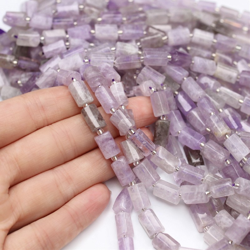 Lavender Amethyst/ faceted irregular rollers approx. 7x11mm/ 15 pcs/ cord KAAMWA03