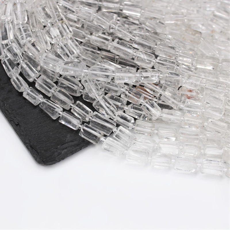 Clear quartz / irregular faceted rollers approx. 7x11mm 15 pcs / string KAQBWA01