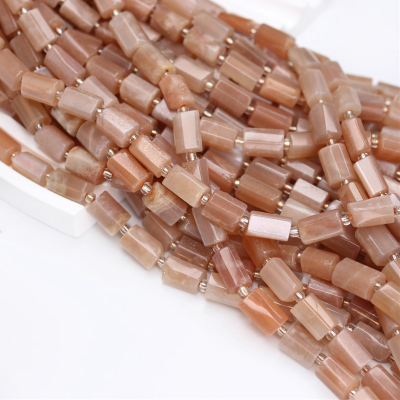 Sun Stone/ irregular faceted rollers approx. 6x10mm 16 pcs/ cord KASSWA01