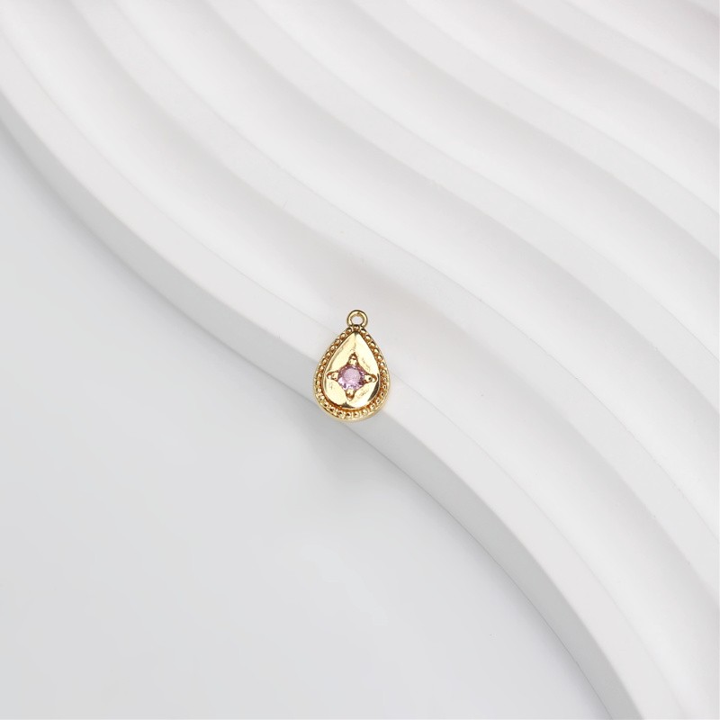 Teardrop pendant with purple crystal / gold filled / 12x7.6mm 1 pc AMG101