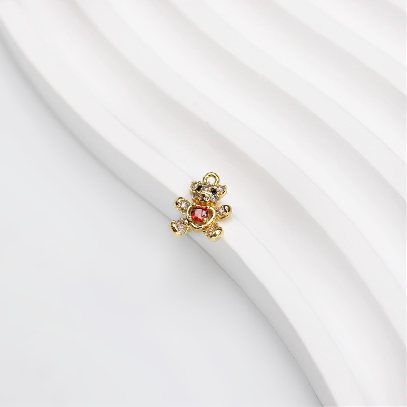 Teddy bear pendant with crystals / gold filled / 11x3mm 1 pc AMG104
