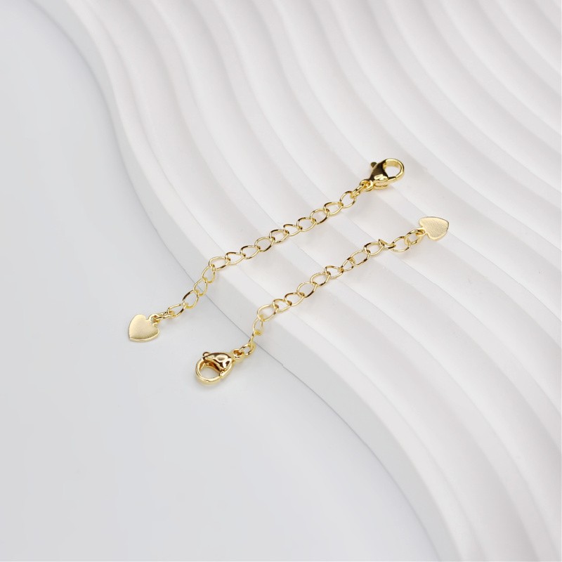 Clasp with extension chain / heart plate / gold filled / 60mm 1 pc AMG118