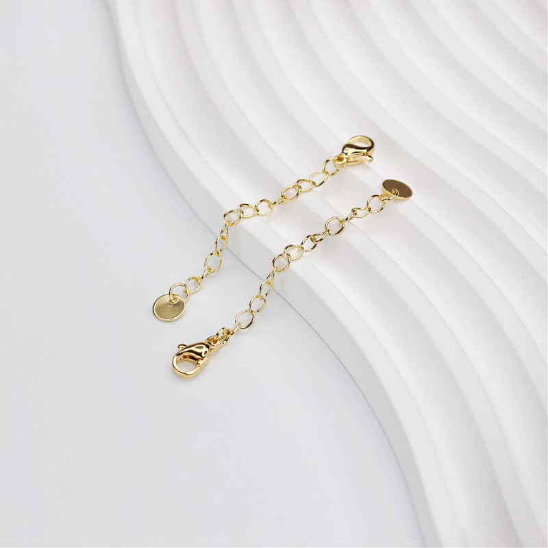Clasp with extension chain/ round plate/ gold filled/ 55mm 1 pc AMG117