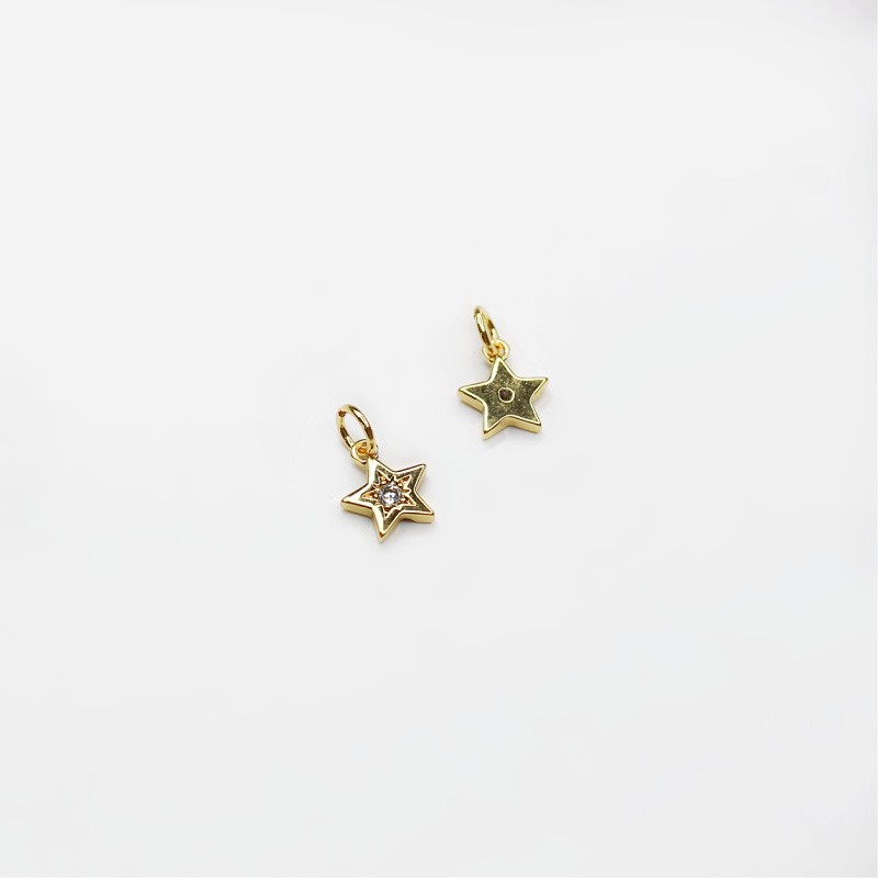 Star pendant with crystal/gold-plated 10mm 1 pc AKGP022