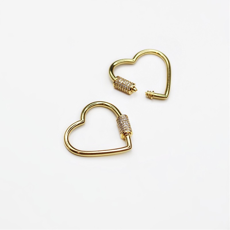 Heart clasp with crystals, approx. 30 mm/gold-plated, 1 pc. AKGP025