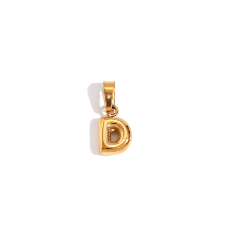 Gold pendant / blown letter "D" / surgical steel 10x6mm 1 pc ASS733D