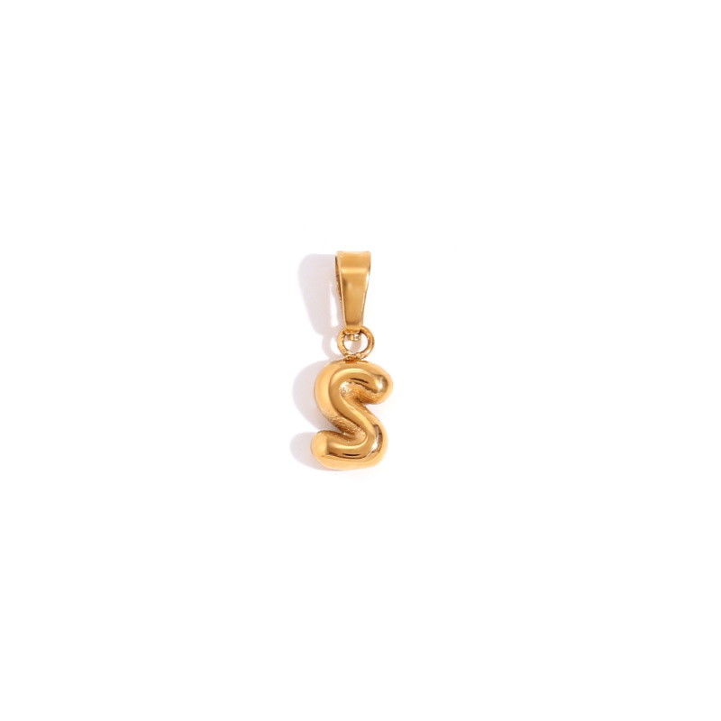 Gold pendant / blown letter "S" / surgical steel 10x6.7mm 1 pc ASS733S