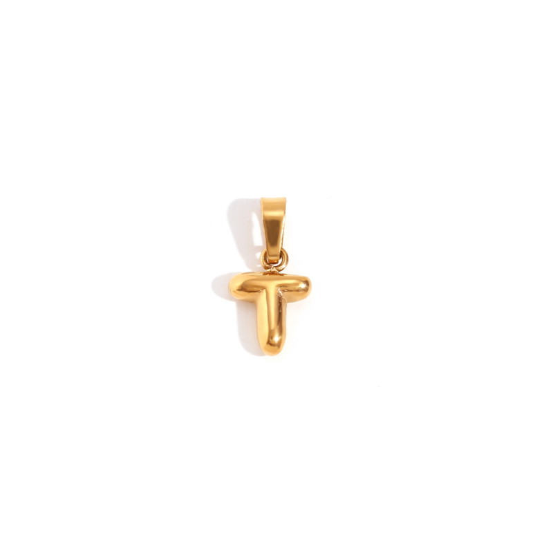 Gold pendant / blown letter "T" / surgical steel 10x6.7mm 1 pc ASS733T