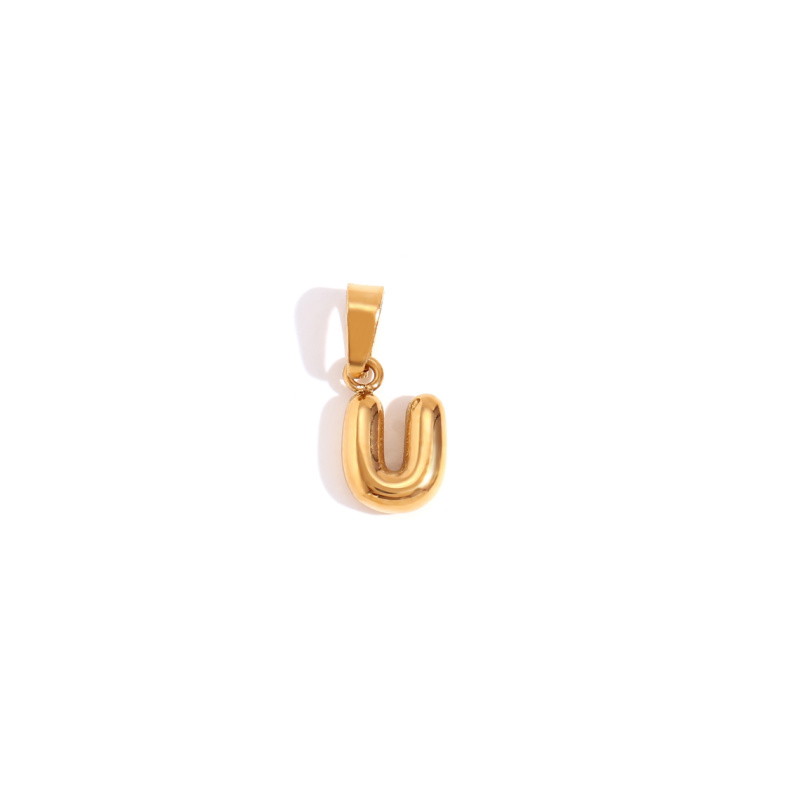Gold pendant / blown letter "U" / surgical steel 10x6.5mm 1 pc ASS733U