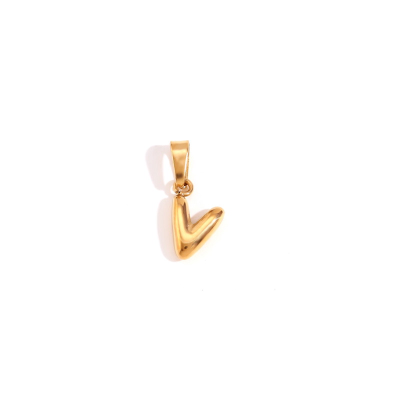 Gold pendant / blown letter "V" / surgical steel 10x6.5mm 1 pc ASS733V