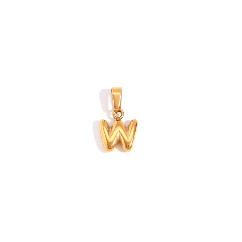 Gold pendant / blown letter "W" / surgical steel 10x8.6mm 1 pc ASS733W