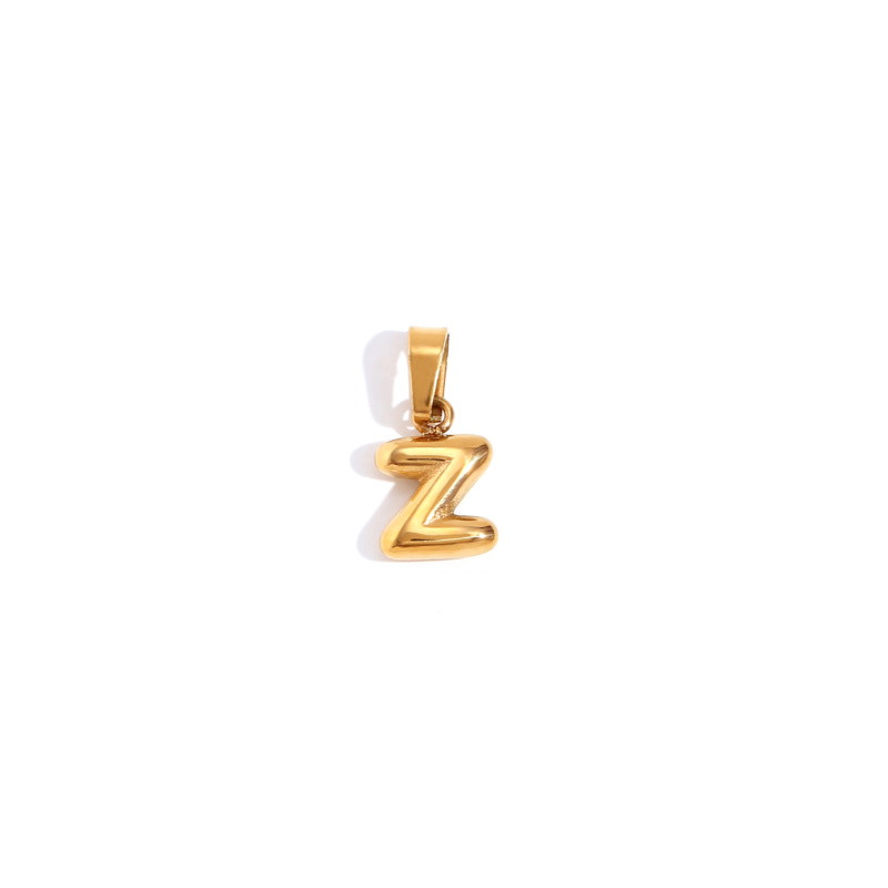 Gold pendant / blown letter "Z" / surgical steel 10x7mm 1 pc ASS733Z