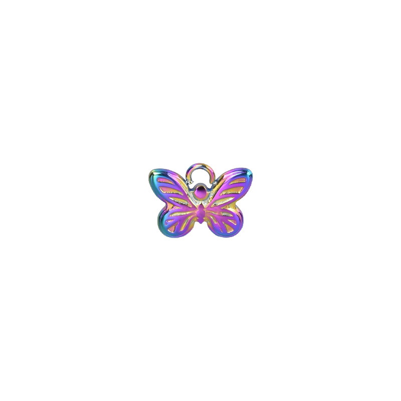 Butterfly pendant/ surgical steel/ rainbow 12mm 1 pc ASS736RB