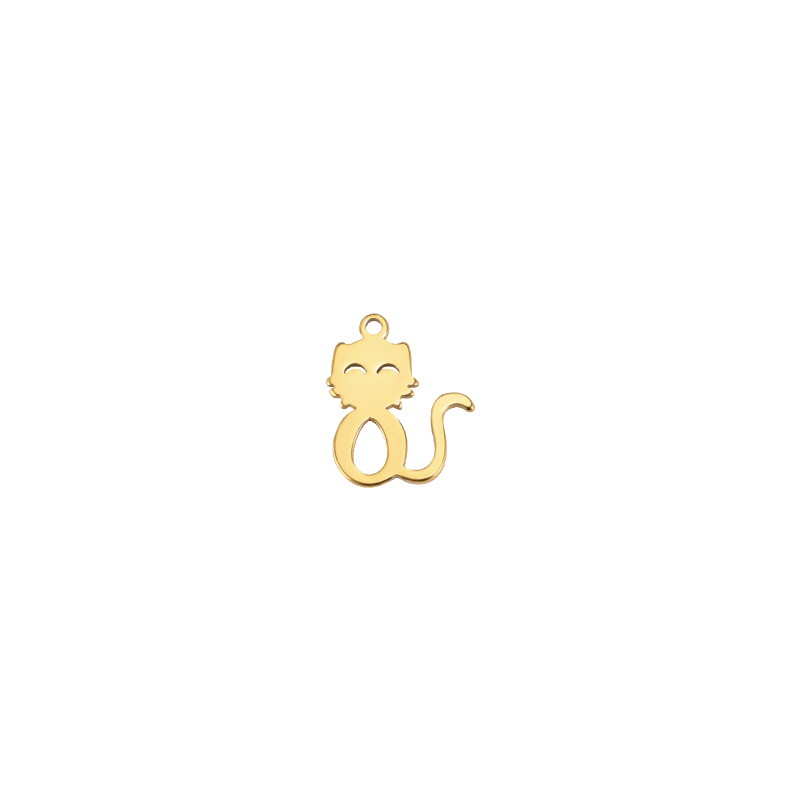 Kitten pendant / surgical steel / gold 14mm 1 pc ASS737KG