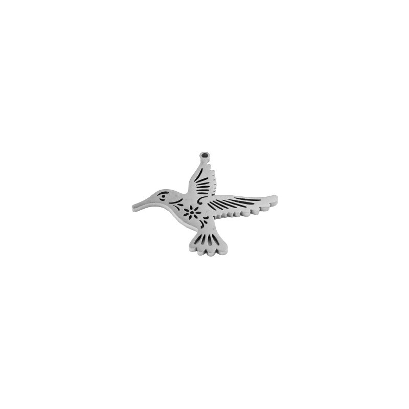 Hummingbird pendant/ surgical steel/ platinum 30x27mm 1 pc ASS738