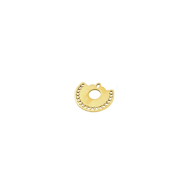 Earring base/ fan pendant/ surgical steel/ gold 22x19mm 1 pc ASS740KG