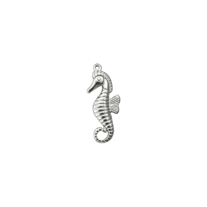 Seahorse pendant / surgical steel / platinum 30x12mm 1 pc ASS744