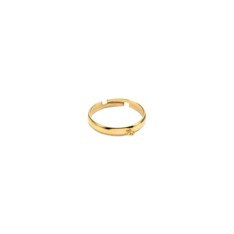 Ring base with eye / surgical steel / gold 3mm 1 pc PSCH03KG