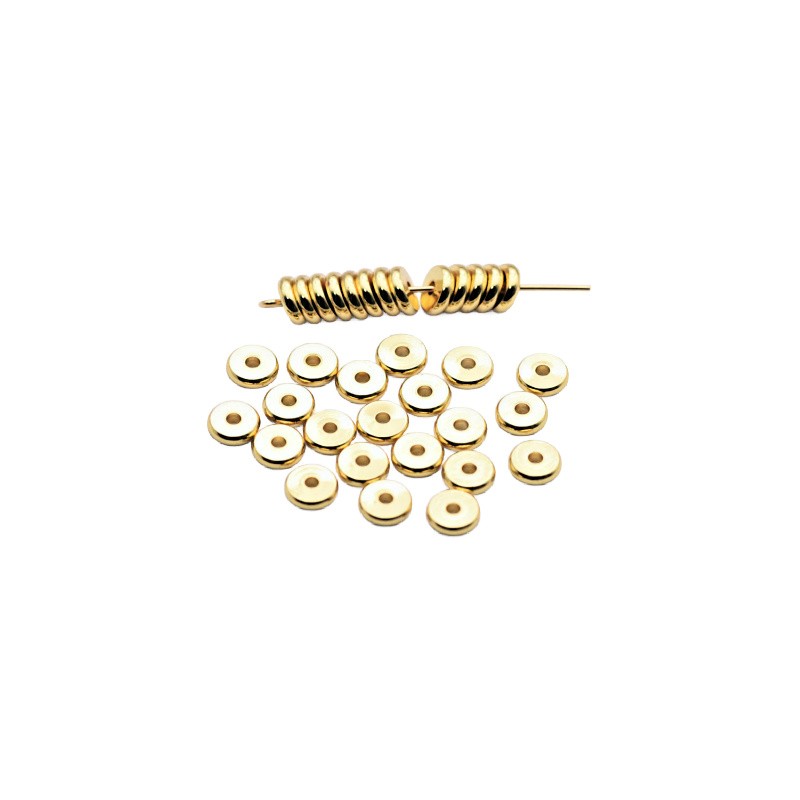 Flat spacers/surgical steel/gold 4x1.5mm 5pcs ASS746KG
