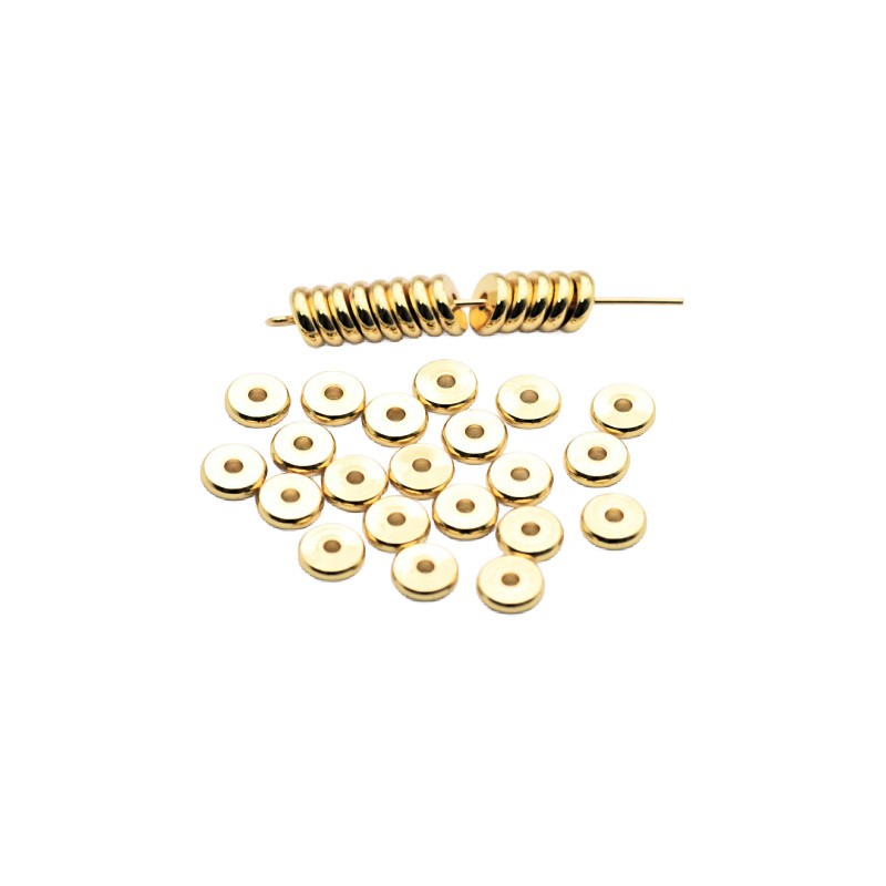 Flat spacers / surgical steel / gold 6x2mm 5 pcs ASS747KG