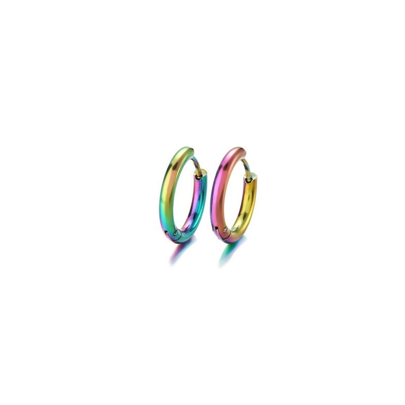 Hoop earrings/ surgical steel/ approx. 23x2.5mm/ rainbow 2pcs BKSCH89RB