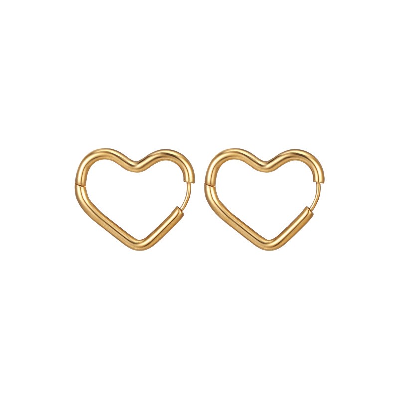 Heart earrings / surgical steel / gold 26x23mm 2 pcs BKSCH104KG