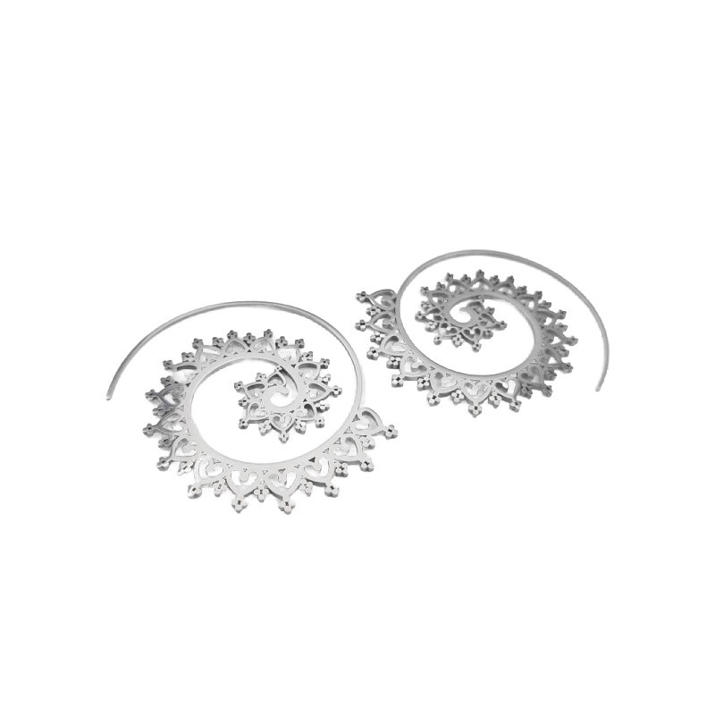 Heart spiral earrings / surgical steel / approx. 45mm 2 pcs BKSCH124