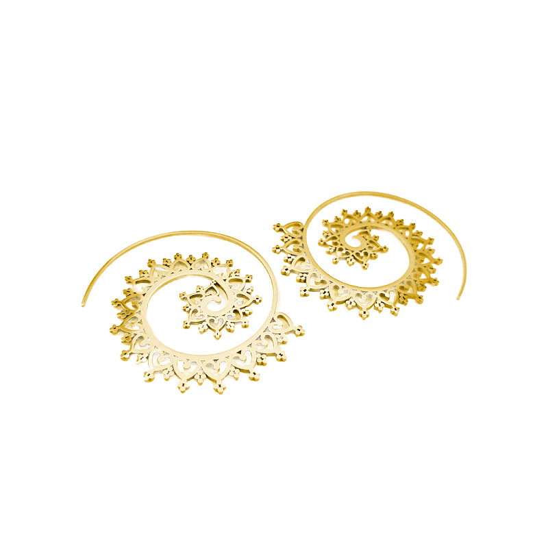 Heart spiral earrings/surgical steel/gold approx. 45mm 2pcs BKSCH124KG
