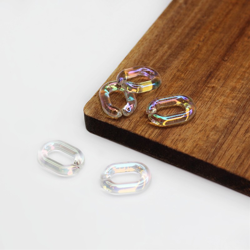 Acrylic beads/ chain links/ transparent AB/ 19x13.5mm 10pcs XYPLL002