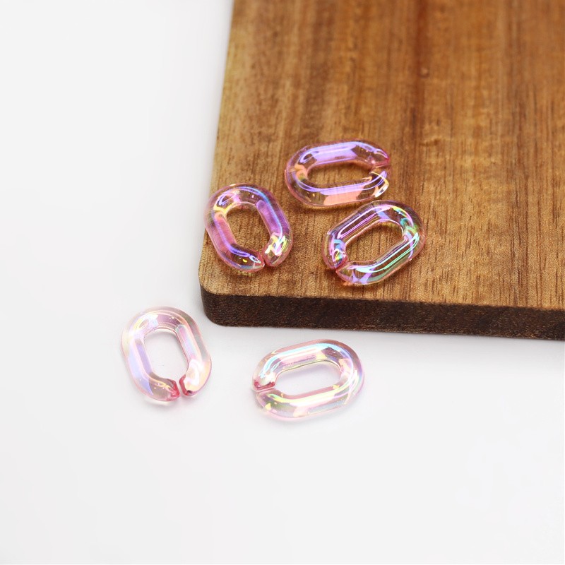Acrylic beads/chain links/pink AB/19x13.5mm 10pcs XYPLL004