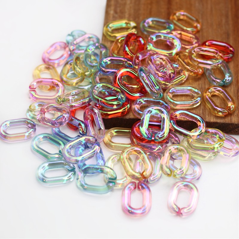 Acrylic beads/ chain links/ MIX of AB colors/ 19x13.5mm 10pcs XYPLL009