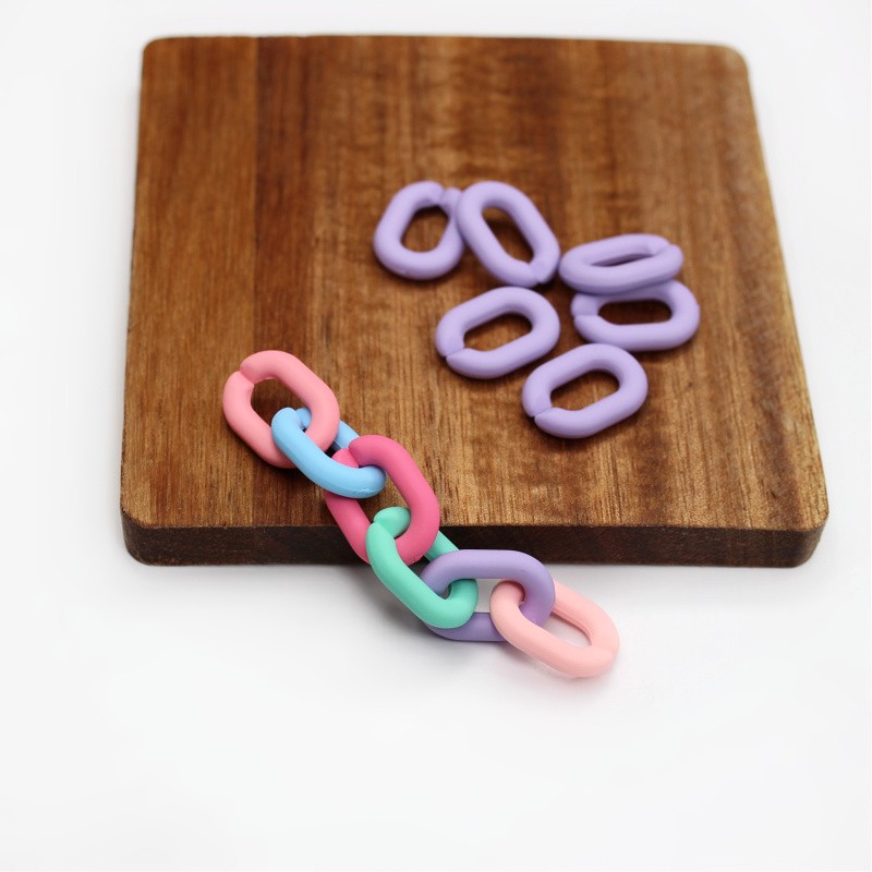 Matte acrylic beads / chain links / powder pink / 19x13.5mm 10pcs XYPLL011