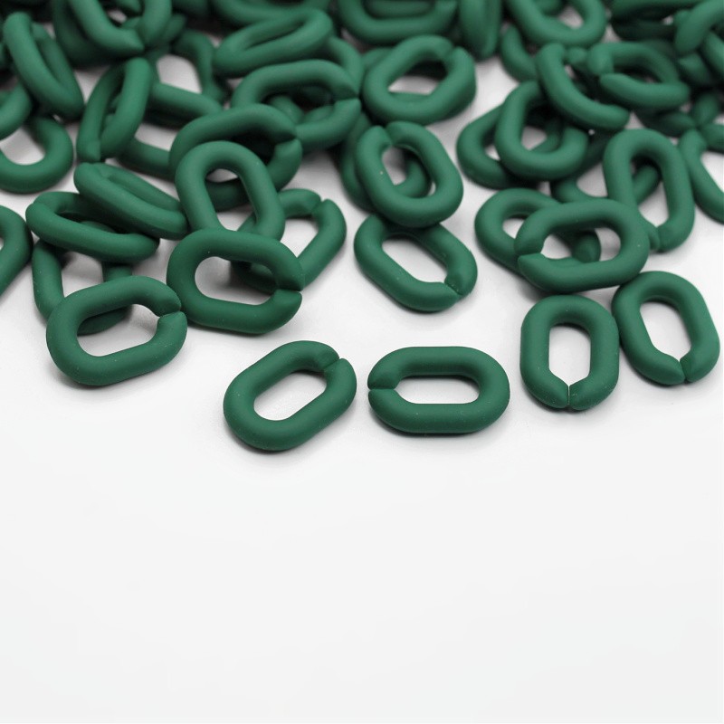 Matte acrylic beads/chain links/dark green/19x13.5mm 10pcs XYPLL022