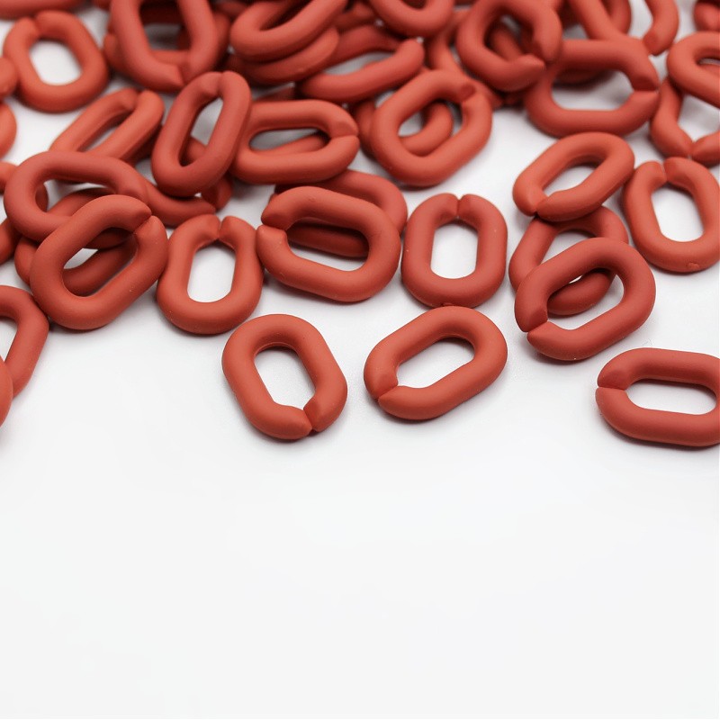 Matte acrylic beads/ chain links/ brick red/ 19x13.5mm 10pcs XYPLL024