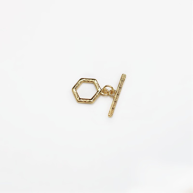 Hexagon/gold-plated toggle clasp 12x21mm 1 set AKGP057