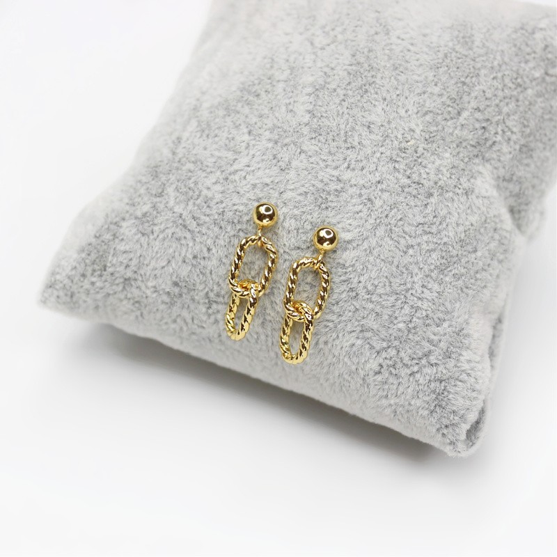 Stud earrings with chain/gold-plated 22mm 2pcs AKGP058