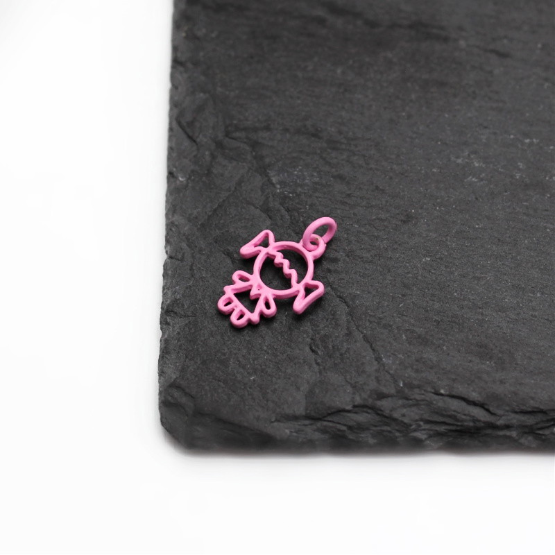 Girl pendant pink/ enamelled 16x12.5mm 1pc AKGP107D
