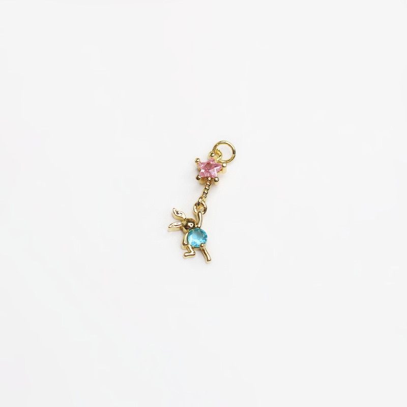 Bunny pendant with star/gold-plated with crystals 25x8mm 1 pc AKGP108