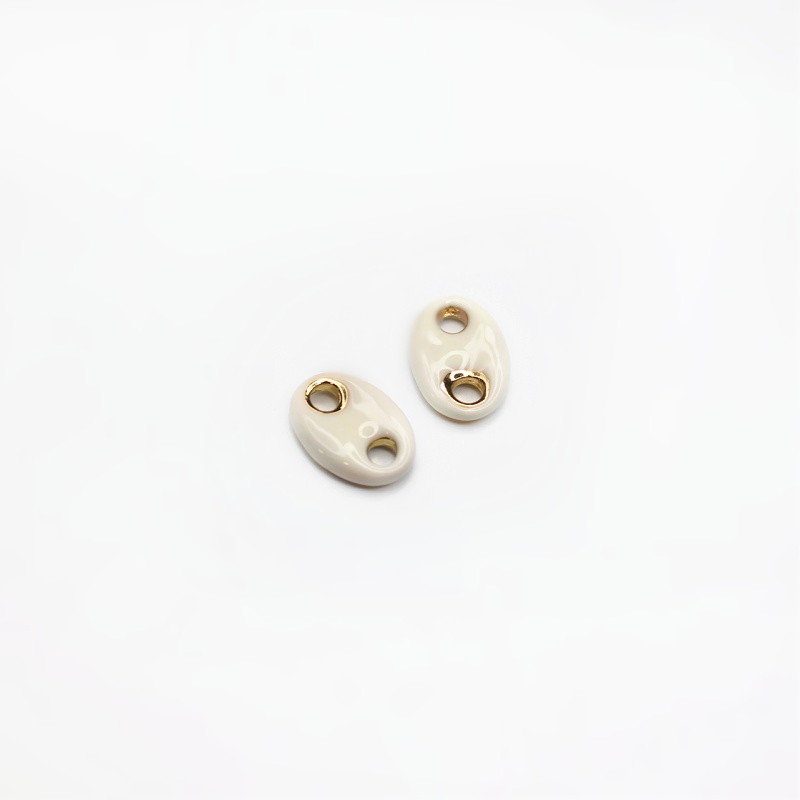 Enameled/white/gold-plated connector 17x12mm 1pcs AKGP111