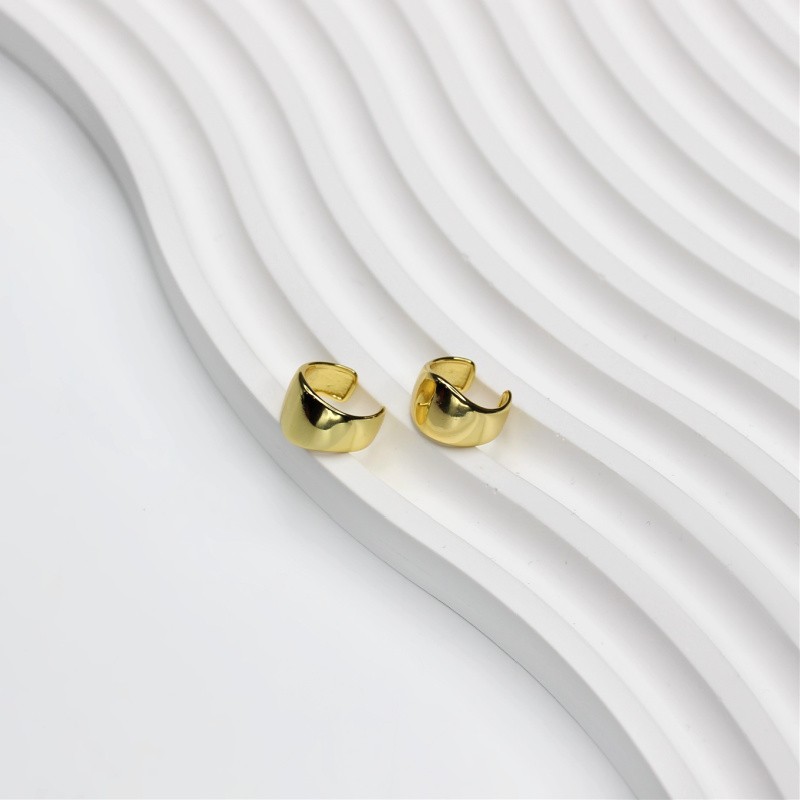 Earring smooth/gold-plated 12.5x9mm 1pcs AKGP113