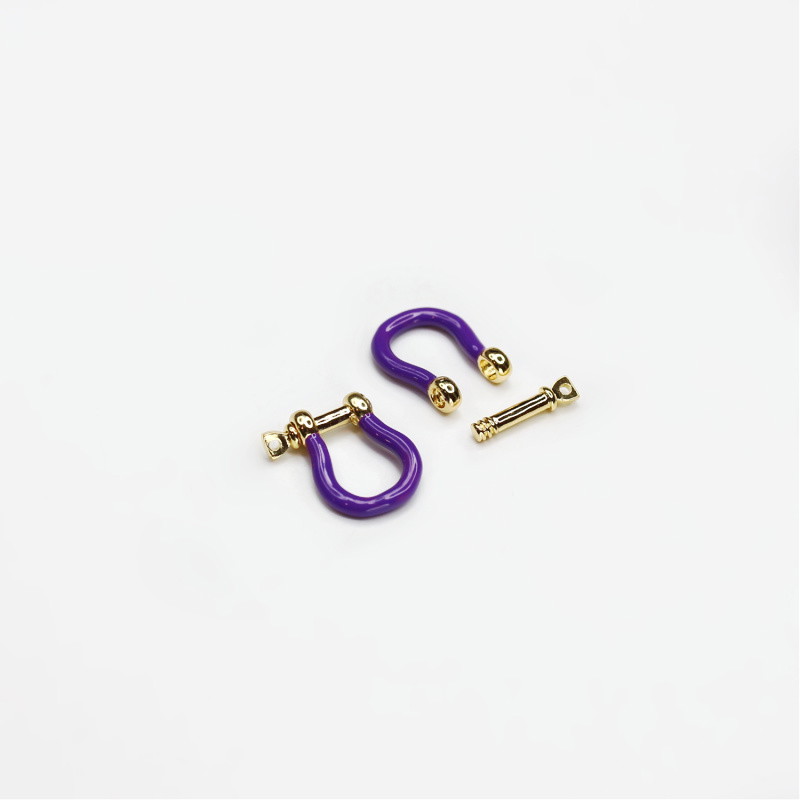 Shackle clasp/ purple enamel/ gold-plated 18x15mm 1pcs AKGP124E